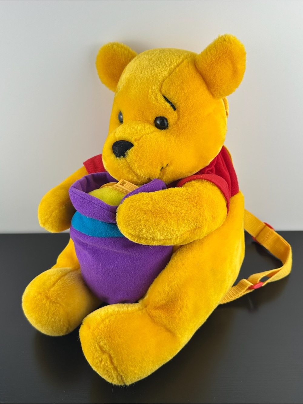 Disney Winnie the Pooh RARE Backpack Teddy Bear Holding Honey Pot 12” Plush Bag
